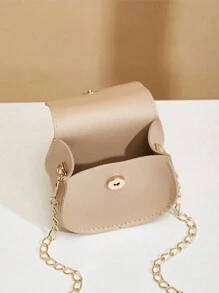 1 chiếc túi đeo chéo mini trơn màu cho bé gái có đựng son môi, hộp đựng tai nghe, ví đựng tiền xu & túi đeo vai đựng son môi hình yên ngựa, lý tưởng để sử dụng hàng ngày & làm quà tặng - Màu Khaki - Xem 4
