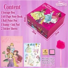 Disney Stitch Notebook Stationery Set Diary DIY Journal Kit Gem Stickers Pen Stamp Craft Writing Drawing Gift - Pink - View 6