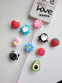 10PCS Cute Fruit Animal Charging Buddies, Charger Cable Protect Sets Compatible With Iphone IPad(Funny Gifts) Cable Protector, Charger Protector