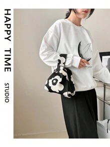 Knot Bag Crochet Bags Handheld Bag A Flower Pattern Crochet Bag For Women's Handbag Is Used To Store Mobile Phone Keys, Change, Cosmetics, And Other Personal Items During Daily Work, Shopping, And Commutin, Exquisite Floral Bag For Women, Vacation Essentials, Perfect For Summer, Vacation & Beach