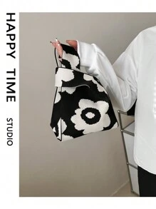 Knot Bag Crochet Bags Handheld Bag A Flower Pattern Crochet Bag For Women's Handbag Is Used To Store Mobile Phone Keys, Change, Cosmetics, And Other Personal Items During Daily Work, Shopping, And Commutin, Exquisite Floral Bag For Women, Vacation Essentials, Perfect For Summer, Vacation & Beach