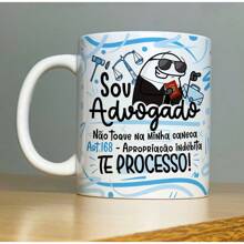 Caneca Personalizada de porcelana – Profissão: Sou Advogado - Sou Advogada - Com Flork -  325ML - Multicolorido - Visão 2