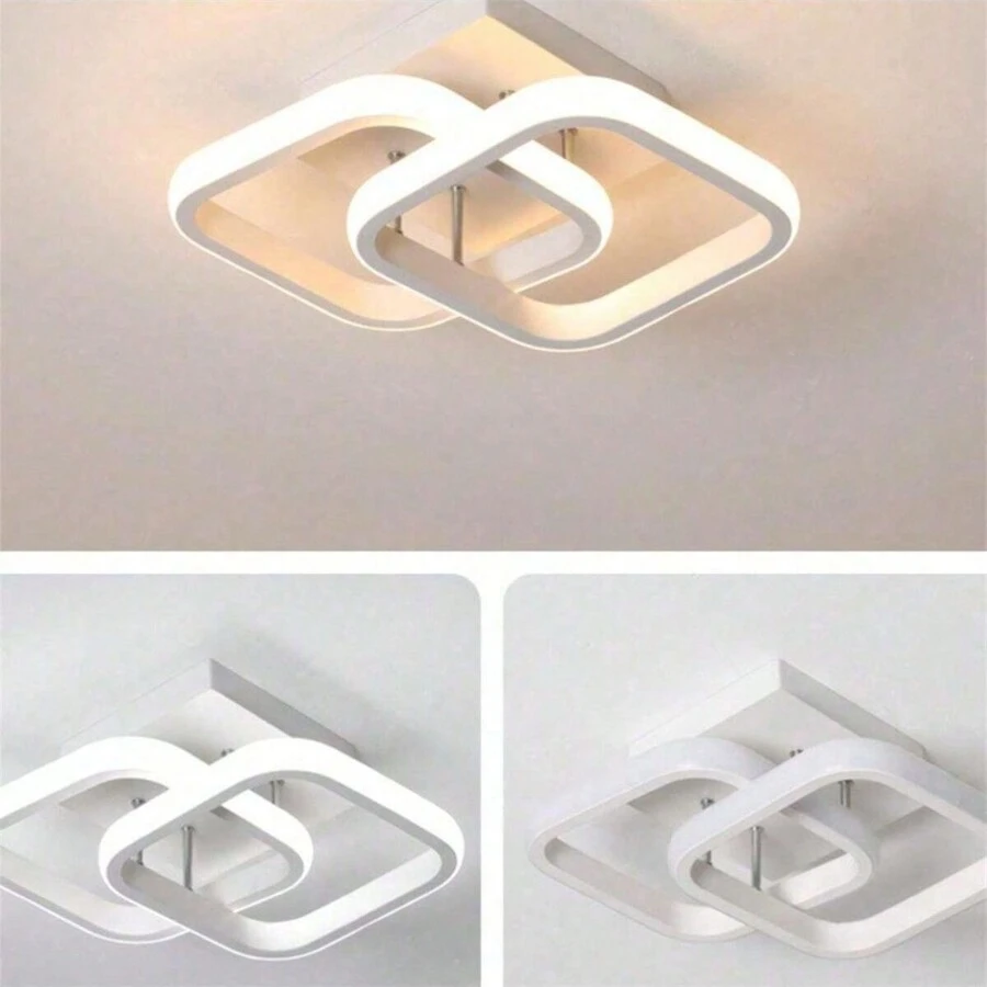 24 厘米/9.4 英寸直径 220V 小方形 LED 吸顶灯，金色/黑色/白色现代 LED 吸顶灯适用于走廊、卧室、厨房、客厅、书房，3000K 暖光/6500K 冷白光 - 吸頂燈1 - 查看 1