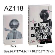 1 pieza Caja con forma de libro abierta para almacenamiento, accesorios de decoración de escritorio con apariencia de libro de lujo, caja de almacenamiento con forma de libro simulado moderno, modelo de libro en inglés, mejor regalo - Multicolor - Ver 9