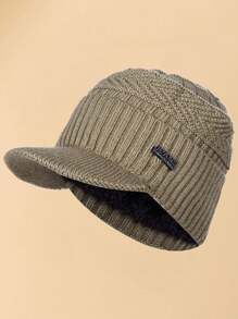 JZML 1pc Men Letter Decor Plush Lined Hat