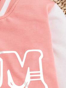 Tween 女童字母印花拼色休闲校园夹克，春秋季