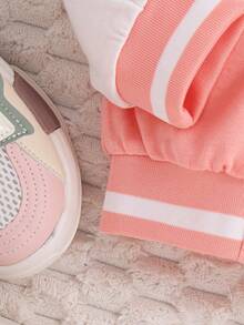 Tween 女童字母印花拼色休闲校园夹克，春秋季