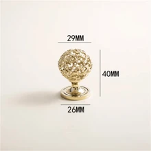 1 件法式复古金色橱柜门把手衣柜门抽屉黄铜空心球拉手高度吸引力家居配件 - 彩色 - 查看 6