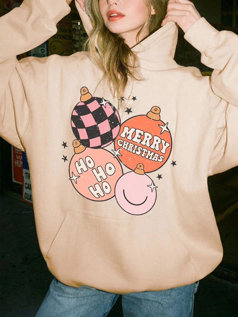 Women's Fashion Casual Creative Neon Printed Hooded Sweatshirt - Màu be - Xem 1