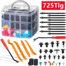 725pcs Car Vehicle Expanding Rivets Assortment Car Door Interior Fastening Clips Kit Set. Often Used For Car Door Panels, Trim Parts, Fenders, Bumpers, Side Skirts, Engine Covers, Sign Holders, Etc.