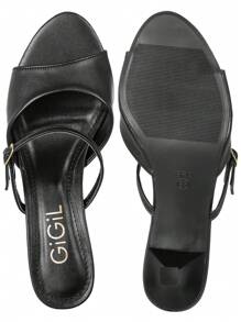 Women's Mule Clogs Thin Heel Sandal With Buckle GiGil - màu đen - Xem 4
