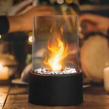 Bioethanol Tischkamin Tischfeuer Indoor & Outdoor  Dekorative Steine Längere Brennzeit Tragbare Bio Ethanol Feuerstelle Kleiner Kamin für Indoor und Outdoor Balkon Terrasse Wohnung Garten Deko