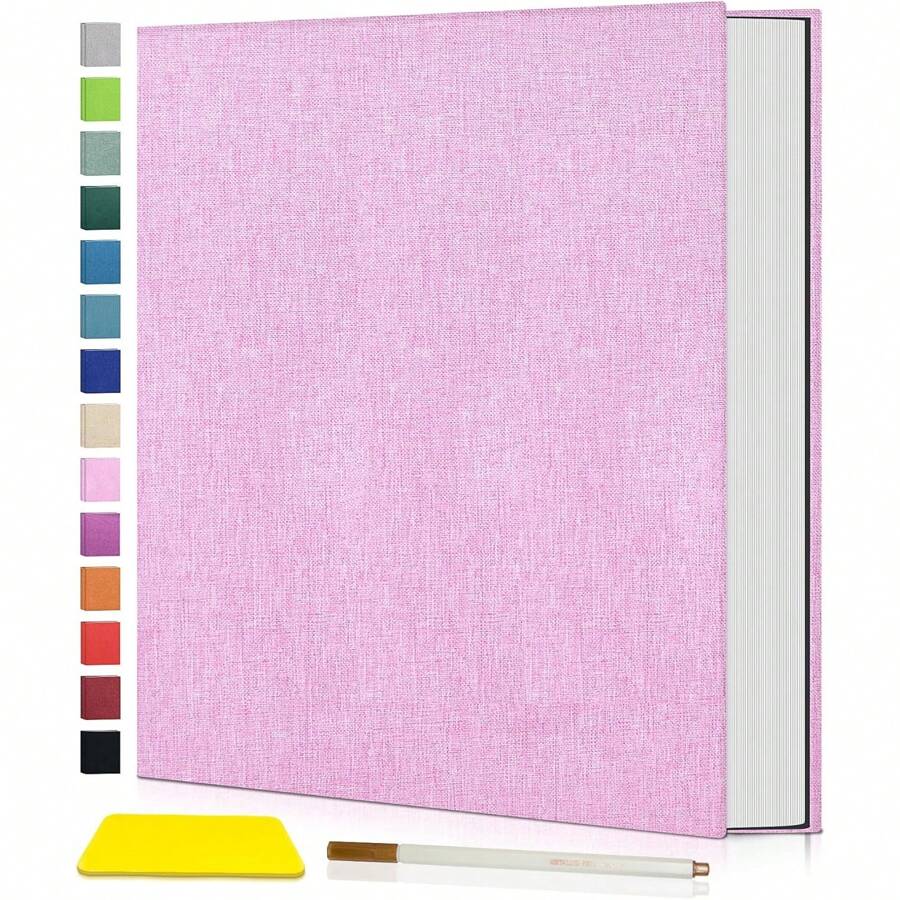 1pc Photo Album 4x6 5x7 8x10in Self Adhesive Scrapbook Album For Pictures DIY Photo Book,Metal Pen And Scraper Birthday Gifts For Women Mom,Wedding Baby Family Travel,