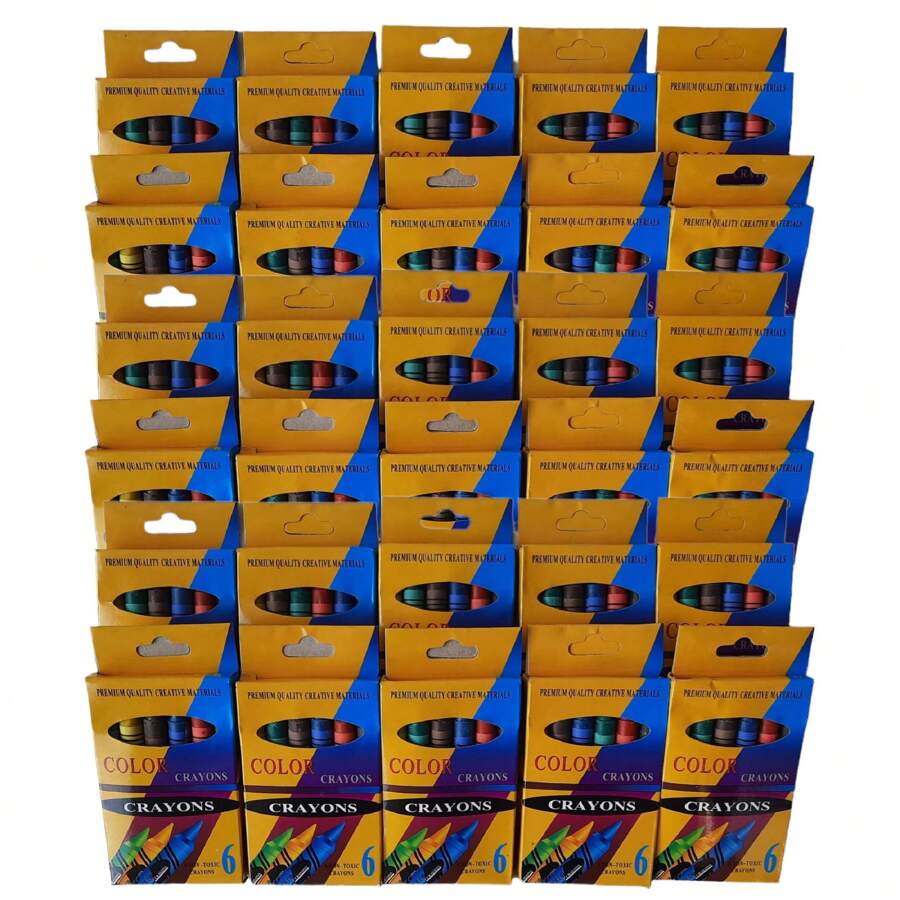 30 Boxes With 6 Colored Crayons Economical Crayons Wholesale Parties Birthdays - Yellow - View 1