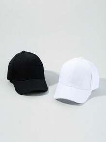 2pcs Solid Baseball Cap - Black and White - View 6