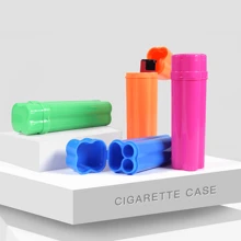 1 pieza Caja de almacenamiento para conos de hierbas y encendedor, Estuche portátil para 2 conos de cáñamo enrollados previamente, Estuche de cigarrillos de plástico de tapa abatible de colores, Accesorios para fumar, Gran regalo para fumadores, Artículos talla grande vendidos en tiendas de tabaco. - Multicolor - Ver 8