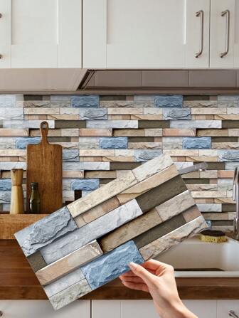 SUPSTICKER 12/24 件大理石图案厨房装饰，防水防油，易清洁，耐高温，可撕可贴，可用于客厅卧室装饰、厨房和浴室改造装修装饰，5.91X11.81 英寸，贴纸，墙贴花，乙烯基贴花用于家居装饰，春季装饰品让您的家焕然一新，拉玛装饰贴纸礼物生日毕业