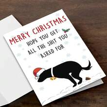 1 张，送给男女的粗鲁狗圣诞贺卡，送给爱狗人士的可爱狗圣诞礼物，送给狗的幽默圣诞贺卡，送给爸爸妈妈兄弟姐妹朋友的有趣狗圣诞礼物 - 均碼 - 查看 3