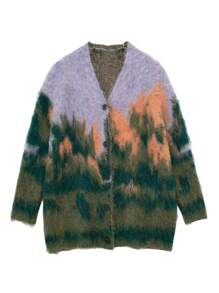 Women Art Print Cardigan Spring Autumn Buttons KnitwearFall Winter Warm Sweater - Multicolor - View 10