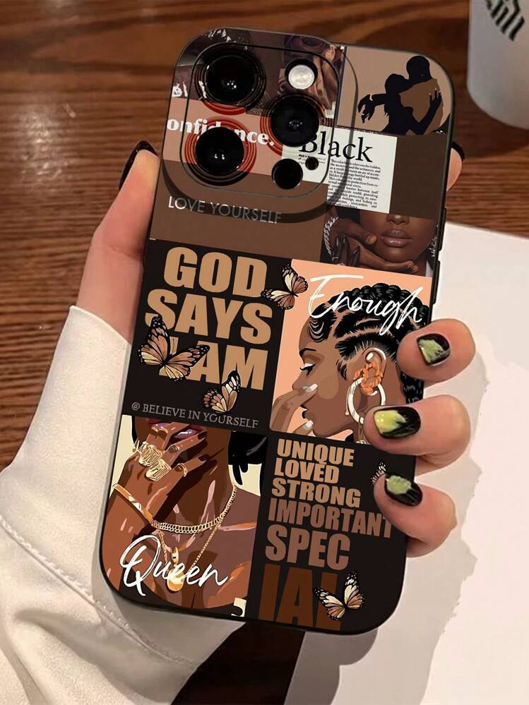 Étui de téléphone portable en silicone TPU antichoc avec motif de slogan, portrait de femme et papillon. Protection intégrale anti-chute en caoutchouc souple compatible avec iPhone 11/12/13/14/15/15pro/15 Plus/15 Promax/7plus/8plus/X/Xs Max/Xr/11pro/12pro/13pro/14pro/12mini/13mini/11promax/12promax/13promax/14promax/14plus/6/6s/6plus/7/8/Se&Galaxy/A54/A14/A12/A13/A15/A32/A33/A24/A52S/S20/S21/S22/S23/S24/S23Plus/S24ultra. Étanche et résistant aux rayures, cadeau de printemps pour fête. - Multicolore - Voir 1