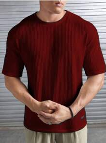 Kit 2 Oversized Casual Basic Plain Straight T-Shirt Caramel/Multicolor - Burgundy - View 2