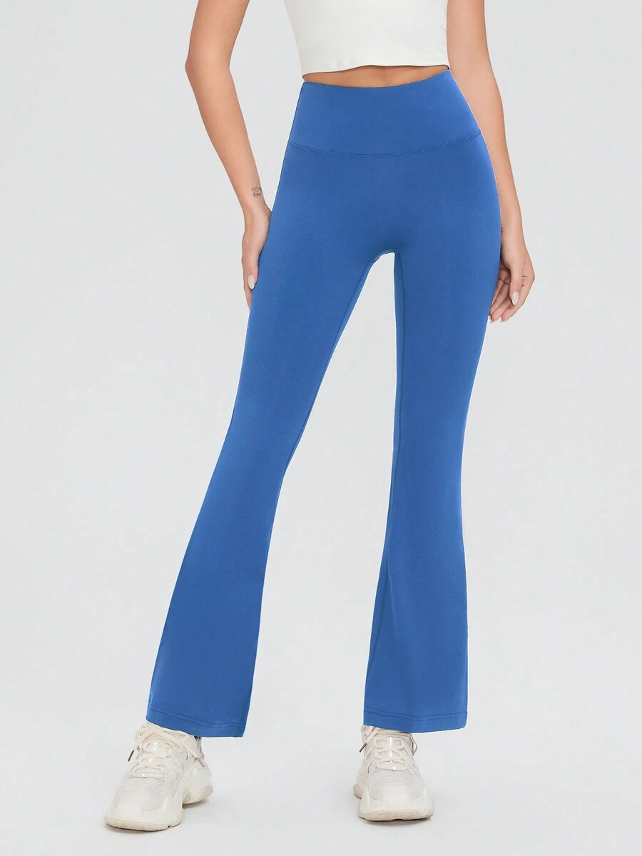 AFZ High Waist Flare Leggings Nude Feel Tummy Control Back Inner Pocket Yoga Pants For Leisure And Sports - Màu xanh lam - Xem 1