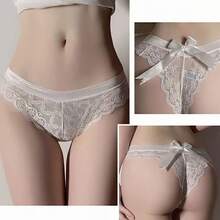 4 piezas de bragas sexy para mujer tanga de encaje bragas maduras con lazo - Multicolor - Ver 8