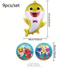9pcs/5pcs 5 Designs Shark Family 18-Inch Happy Birthday Foil Balloon Oceanic Theme Party Decorative Balloon Set,