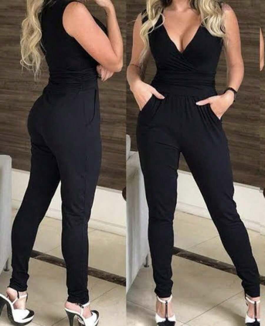 Long Jumpsuit With Knife Pocket - Negro - Ver 1