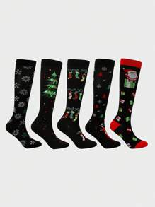 Unisex Christmas Pattern Athletic Compression Socks, Suitable For Running, Cycling And Hiking - Multicolor - View 13
