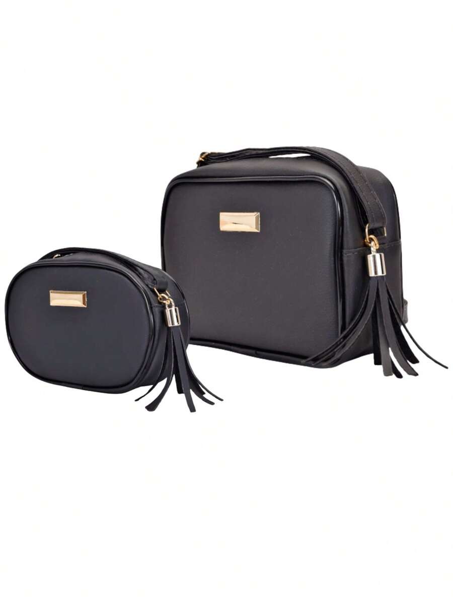 Women's Bag Kit 2 Pieces Medium Square Black Crossbody + Small Oval Black Crossbody - 彩色 - 查看 1