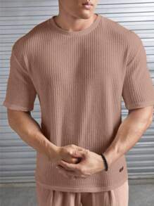 Kit 2 Oversized Casual Basic Plain Straight T-Shirt Caramel/Multicolor - Burgundy - View 4