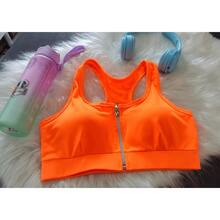 Racerback Top, Cropped Gym Top With Front Zipper And Removable Padding, Gym Clothing - trái cam - Xem 2