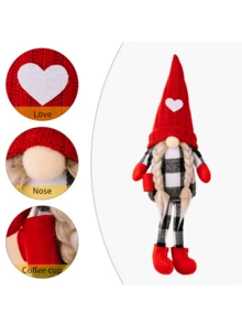 1pc 感恩节针织无脸爱心帽饰物挂腿手磨咖啡圣诞饰品。红色针织帽无脸饰物手拿咖啡挂腿矮人妖精饰品家居装饰日常最佳礼物 - 彩色 - 查看 11