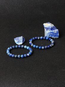 1 pieza Pulsera elástica de cuentas de lapislázuli 5A real de alta calidad, energía de 8 mm, joyería de piedras curativas naturales para mujer, regalo para el novio. Auténtica pulsera de joyería de gema de lapislázuli azul natural y original, piedra de energía natural