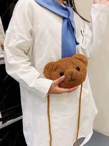 1 New Mini Leisure Multifunctional Bear Shaped Zipper Closure Crossbody Bag For Boy And Girl, Suitable For Daily Outings To School, Outdoor Sports, Dates, Birthdays, Holidays, Summers, Vacations, Beaches, Travel, Picnics - Crossbody Bags - View 4