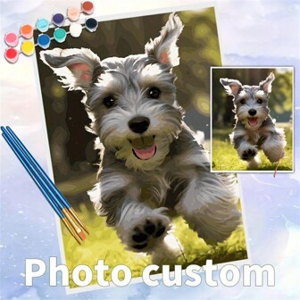 Anpassad målning med siffror, DIY-målning med siffror, anpassningsbar souvenir med bild på husdjur, familj, vänner, par, lämplig för heminredning, bröllopspresent, 24 färger, grafiskt tryck