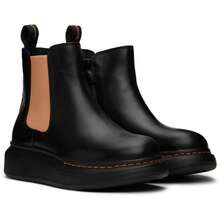 Alexander Queen | Kids Black & Orange Oversized Chelsea Boots - Default - View 4