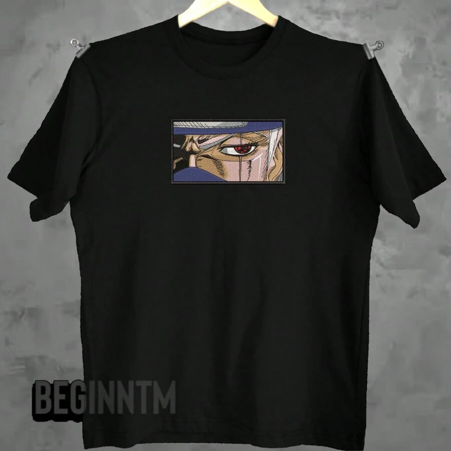 Kakashi Embroidered Anime T-Shirt Unisex 100% Cotton Geek Blouse