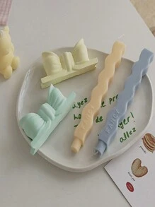 1pc Candy Color Cartoon Bow-Knot Candlestick, Creative Decor Pink Gypsum Bow Candle Holder - Multicolor - View 8
