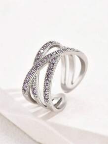 方晶鋯石裝飾開口戒指 - 綠色 - 查看 5