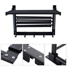 Laundry Clothes Drying Rack - Wall Mounted Swivel Towel Rack - With Hooks And Swing Arms - Space Saver In Laundry Room And Bathroom - Space Aluminum - Black - View 1