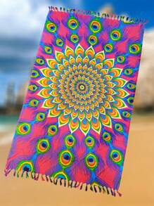 BEACH SARONG WITH FRINGES - Màu Hồng Tươi - Xem 1