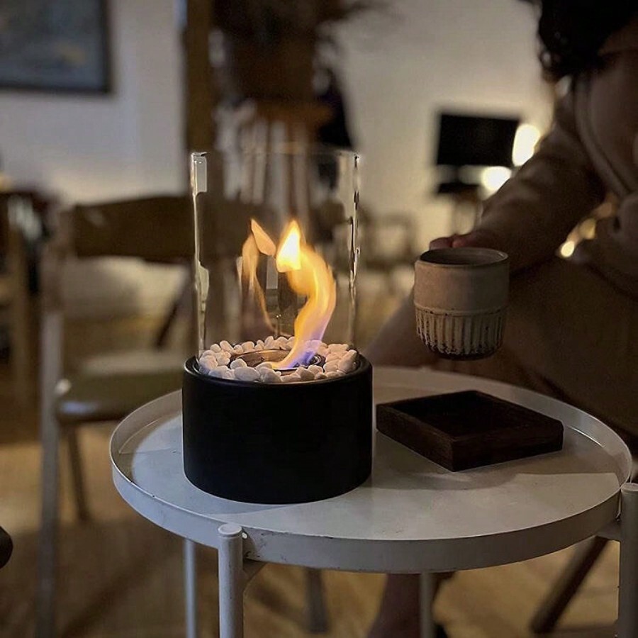 Black & White Portable Tabletop Fireplace, Tabletop Brazier, Fire Bowl