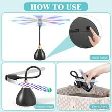 4PCS Fly Repellent Fan For Table – Portable Foldable Fly Blower For Outdoor BBQ Picnic Camping, Battery Or Type C Powered, Soft Stop Silent Blade For Patio Dining, Fathers Day Gift For Grill Lover - Black - View 4