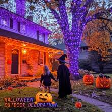 JMEXSUSS Halloween Decoration Lights, 200 LED Orange Purple Halloween Lights Clear Wire, 11 Modes Connectable Halloween String Lights Indoor Outdoor Plug In For Halloween Tree Decorations - 紫色到橙色 - 查看 5