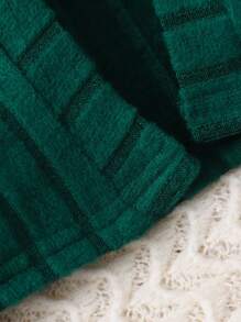 3pcs/Set Young Girl Solid Ribbed Camisole Top, Flared Pants, Long Sleeve Floral Cardigan Set - Dark Green - View 6