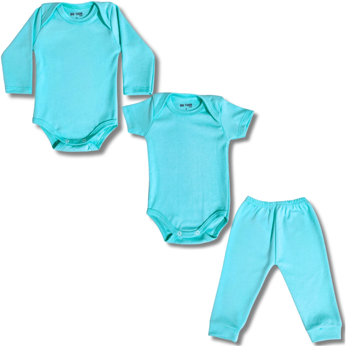 3 Piece Kit 1 Pants, 1 Short Sleeve Bodysuit And 1 Long Sleeve Bodysuit - màu xanh lá - Xem 1