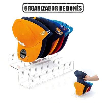 Suporte Organizador de Bonés em Acrilico Expositor Para até 7 Bonés