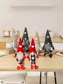 1pc 感恩节针织无脸爱心帽饰物挂腿手磨咖啡圣诞饰品。红色针织帽无脸饰物手拿咖啡挂腿矮人妖精饰品家居装饰日常最佳礼物 - 彩色 - 查看 2